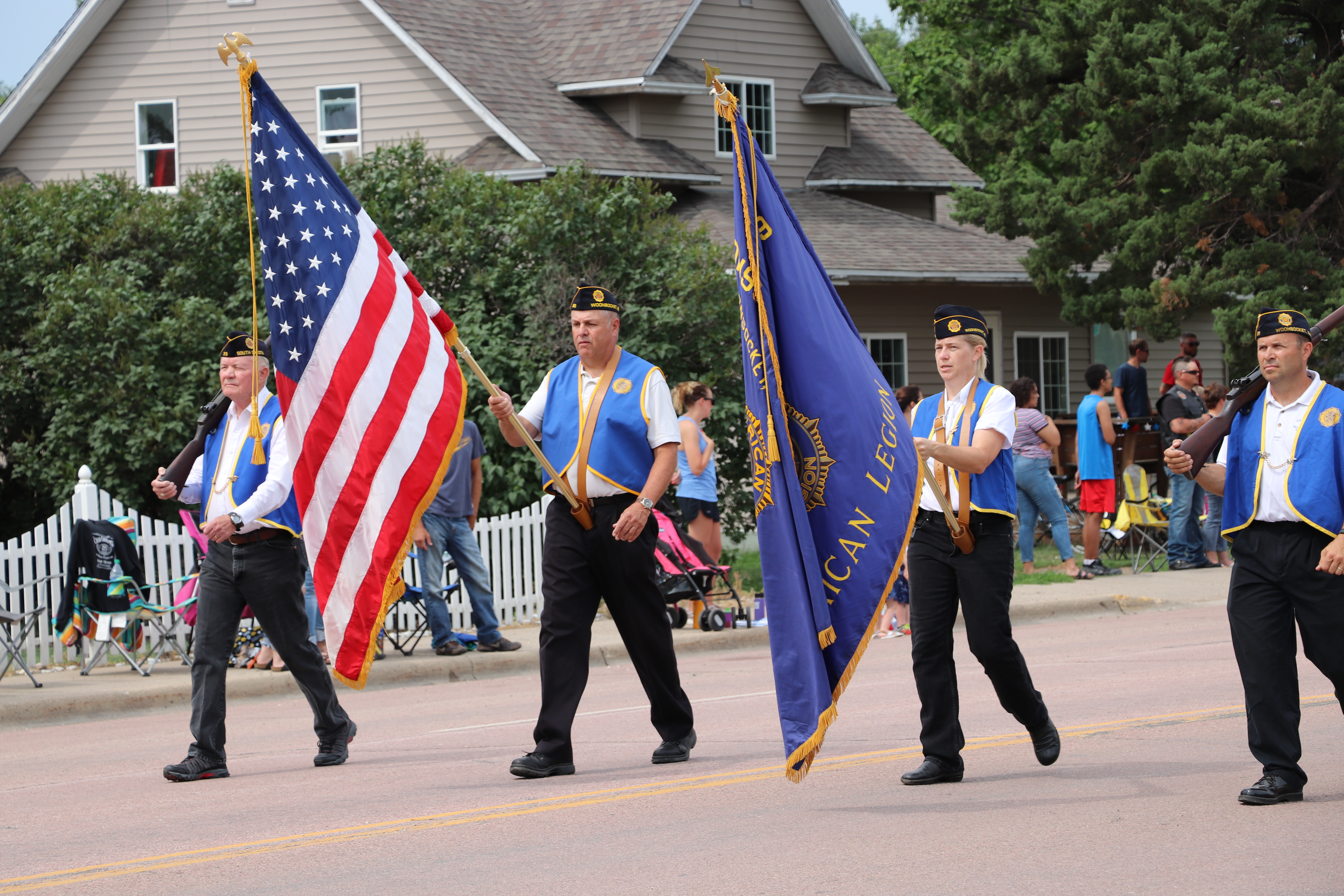 The annual Woonsocket Water Festival includes a parade led by the American Legion Post #29 Color Guard.